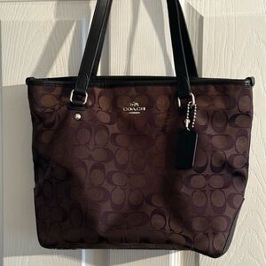 Coach Dark Brown Signature Tote
